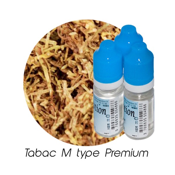 Lot de 3 E-Liquide TABAC M type Premium, Eliquide Français Ma Potion, recharge cigarette électronique. Sans nicotine ni tabac