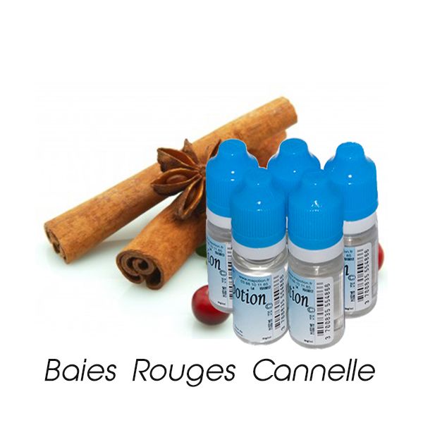 Lot de 5 E-Liquide Fruits Baies rouges cannelle, Eliquide Français Ma Potion, cigarette électronique.  Sans nicotine ni tabac