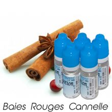 Lot de 5 E-Liquide Fruits Baies rouges cannelle, Eliquide Français Ma Potion, cigarette électronique.  Sans nicotine ni tabac