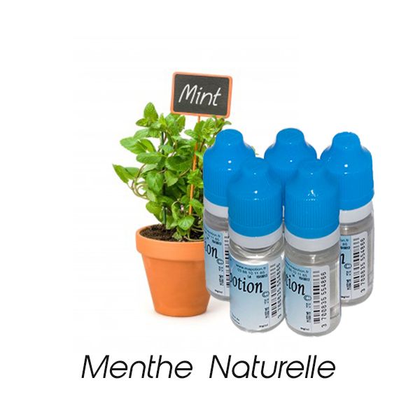 Lot de 5 E-Liquide Menthe Naturelle, Eliquide Français Ma Potion, recharge cigarette électronique. Sans nicotine ni tabac