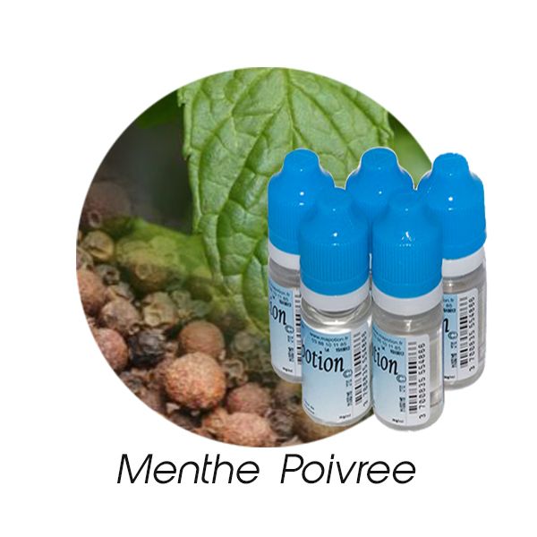 Lot de 5 E-Liquide Menthe Poivrée, Eliquide Français Ma Potion, recharge liquide cigarette électronique. Sans nicotine ni tabac