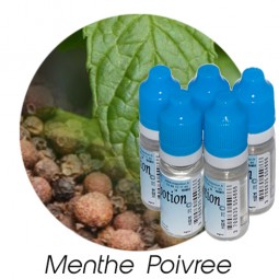 Lot de 5 E-Liquide Menthe Poivrée, Eliquide Français Ma Potion, recharge liquide cigarette électronique. Sans nicotine ni tabac