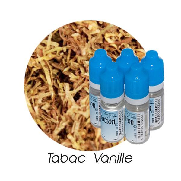 Lot de 5 E-Liquide TABAC Vanille, Eliquide Français Ma Potion, recharge liquide cigarette électronique. Sans nicotine ni tabac