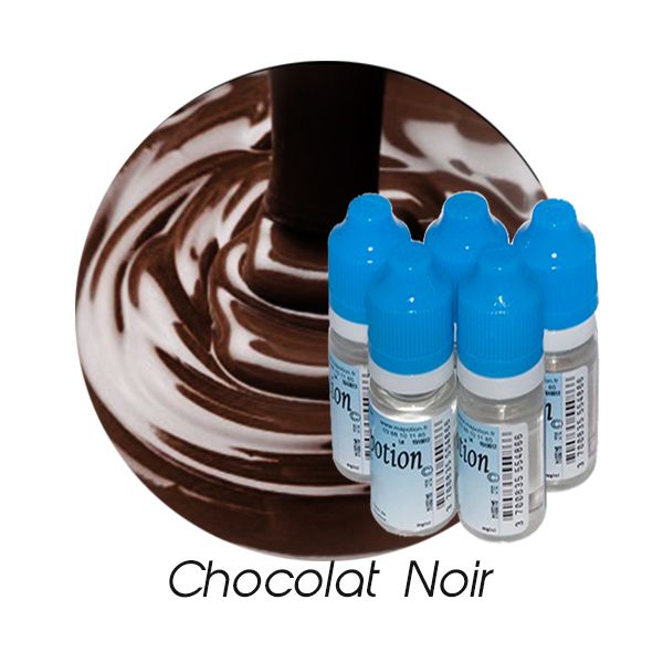 Lot de 5 E-Liquide Chocolat Noir, Eliquide Français Ma Potion, recharge liquide cigarette électronique. Sans nicotine ni tabac